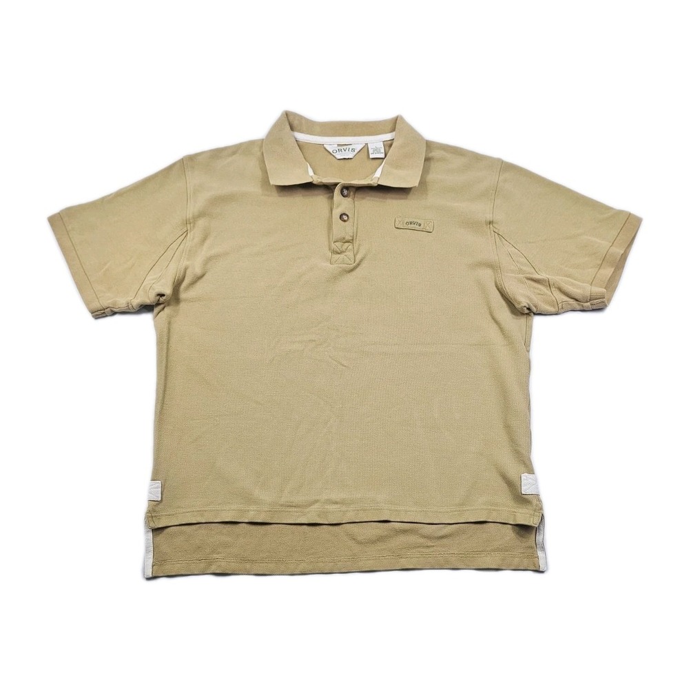 Vtg ORVIS Heavy Duty Cotton Outdoor Fishing Polo Mens Large Short Sleeve Shirt